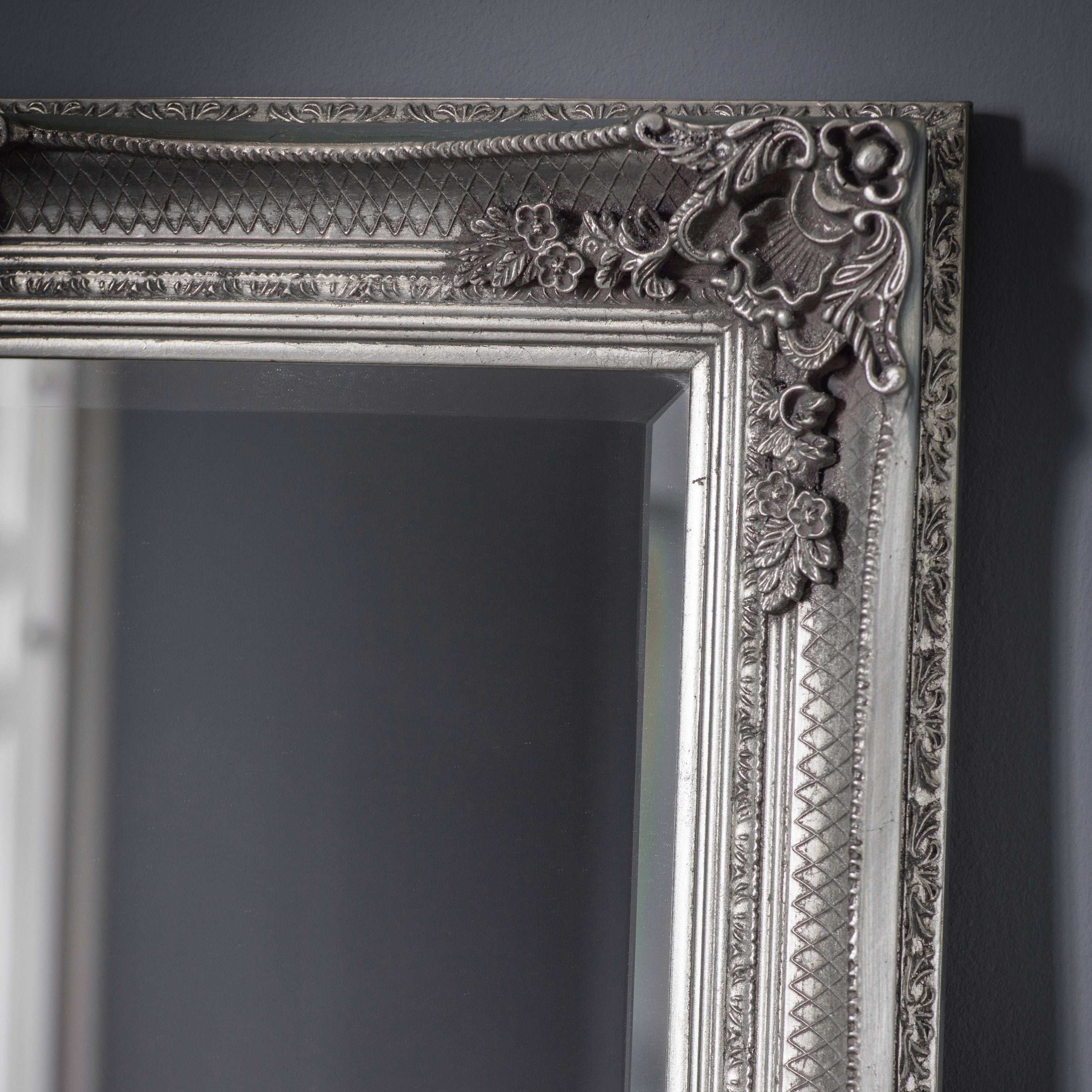 Alcott Baroque Vintage Silver Full Length Leaner Mirror